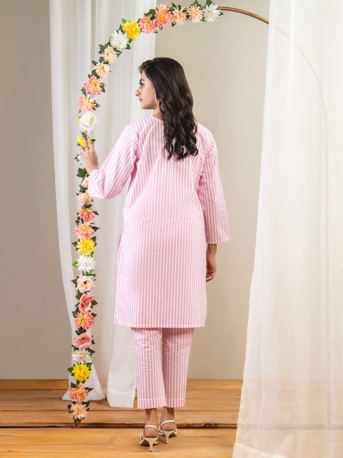 2Pc Pink Lining  Co-Ord Set