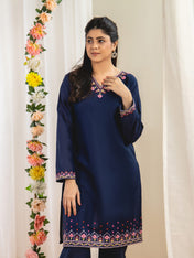 2 Piece Embroidery Suit (Blue)