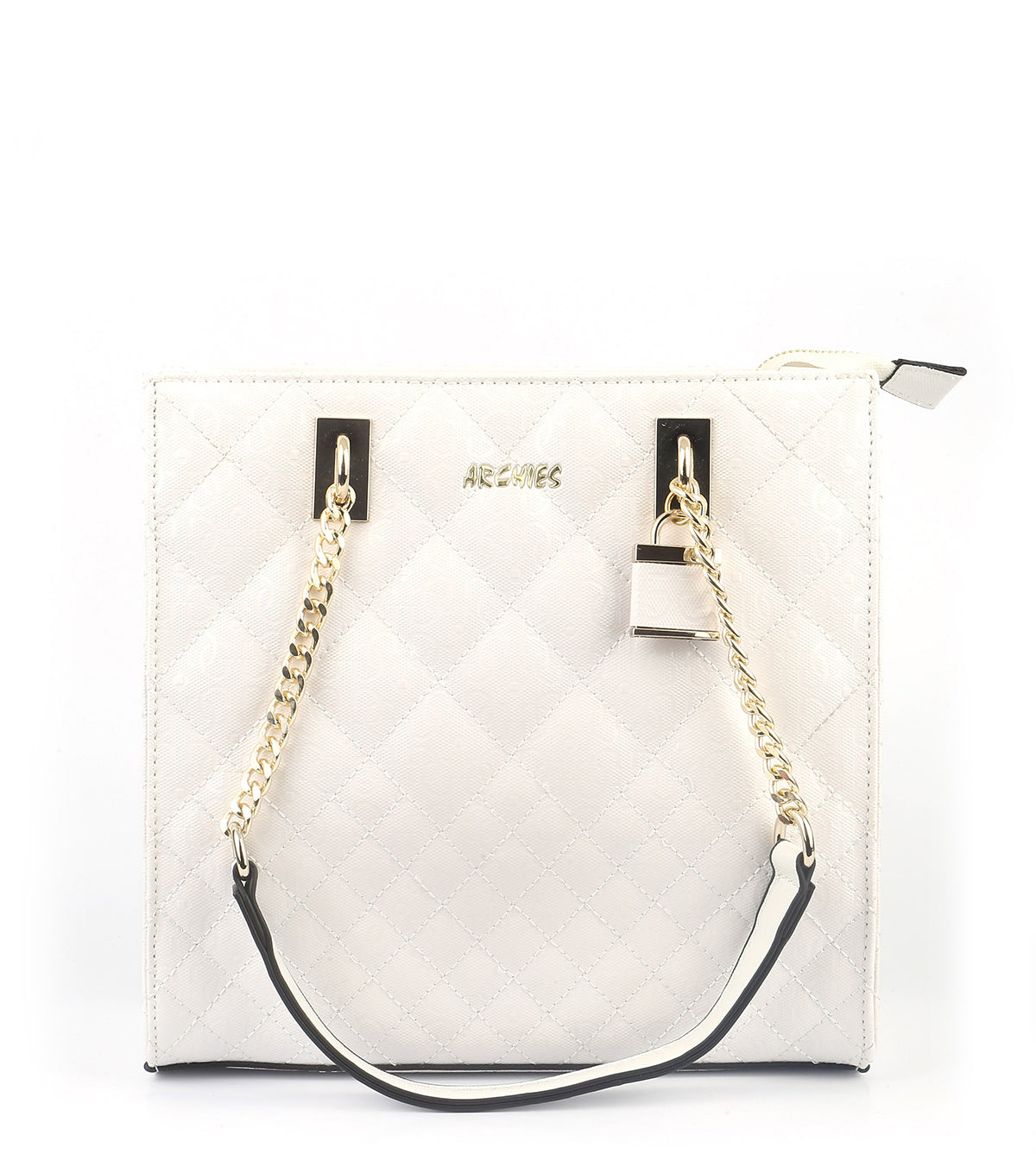 Metallic Braided Chain & Leather Handle Shoulder Bag