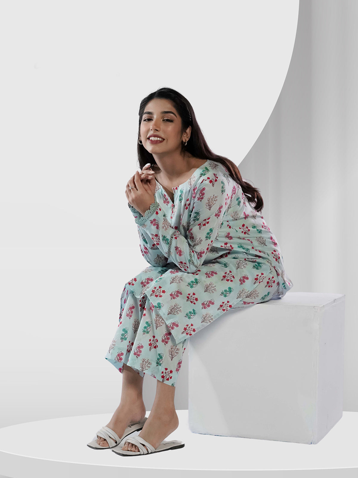 Soft Cambric Stitched-Celeste Co-ord Set