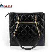 Metallic Braided Chain & Leather Handle Shoulder Bag