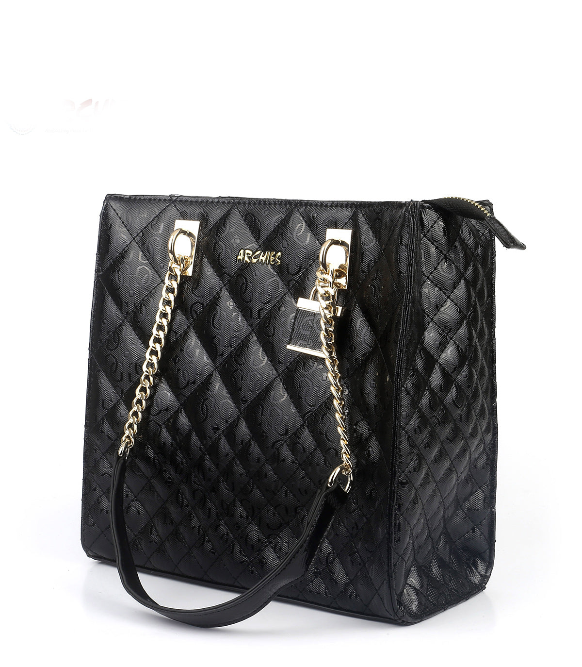 Metallic Braided Chain & Leather Handle Shoulder Bag