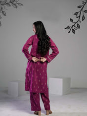 Soft Cambric Stitched-Plum Elegence Co-ord set