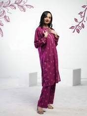 Soft Cambric Stitched-Plum Elegence Co-ord set