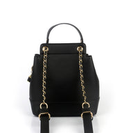 Metallic Chain & Leather Handle Backpack Cum Sling Bag