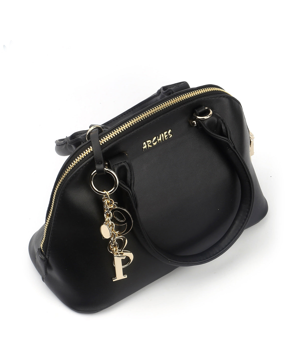 Two Way Zipper Leather Handbag Cum Shoulder Bag