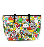 Printed Colorful Leather Tote Bag