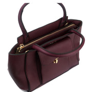 Twist Lock Flap Pocketed Leather Handbag