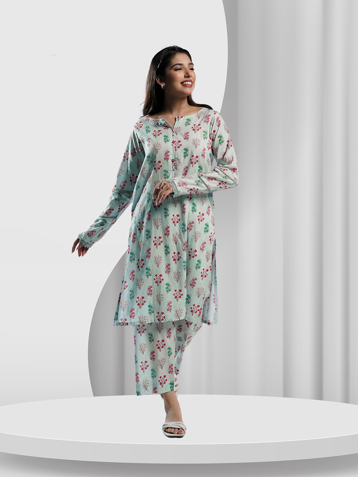 Soft Cambric Stitched-Celeste Co-ord Set