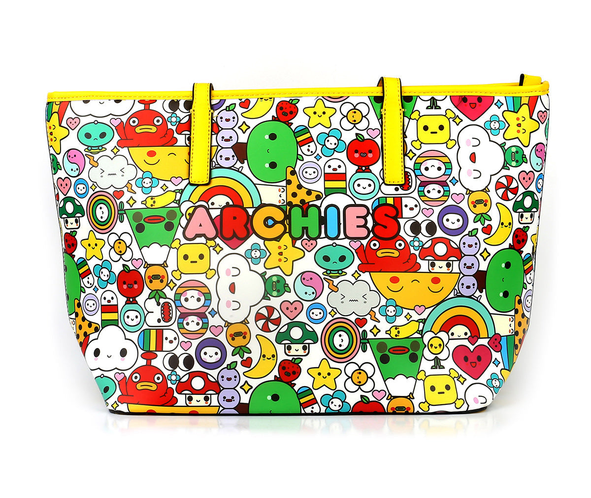 Printed Colorful Leather Tote Bag
