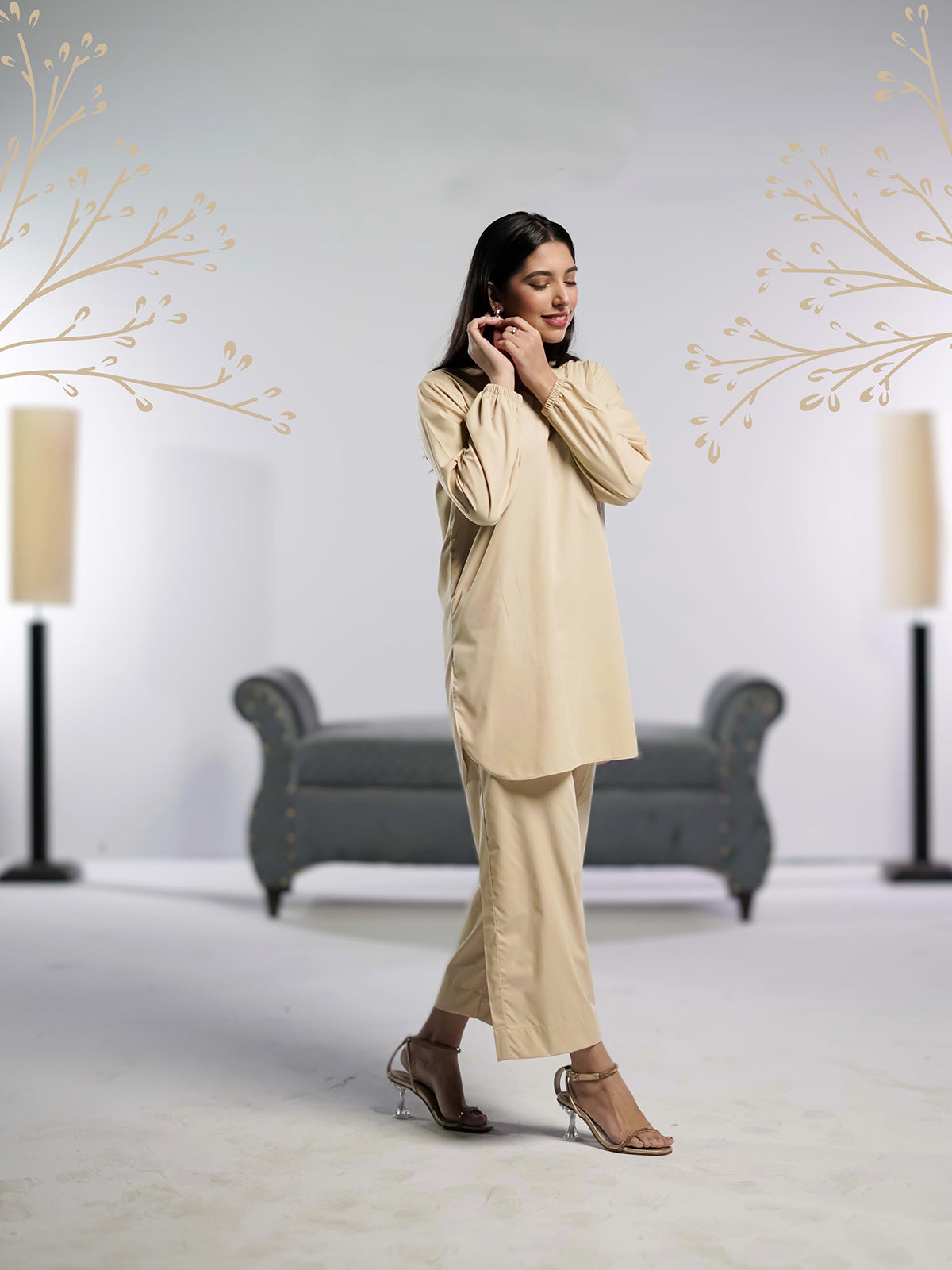 Beige Bliss Stitched-2 piece Shirt & Trouser