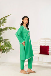 2 Piece Embroidery Suit (parrot green)