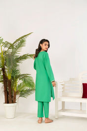 2 Piece Embroidery Suit (parrot green)