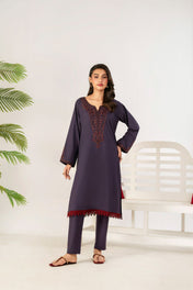 2 Piece Embroidery Suit (purple)