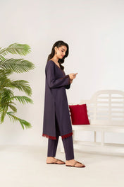 2 Piece Embroidery Suit (purple)