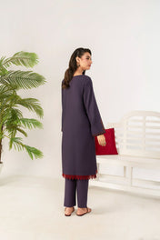 2 Piece Embroidery Suit (purple)