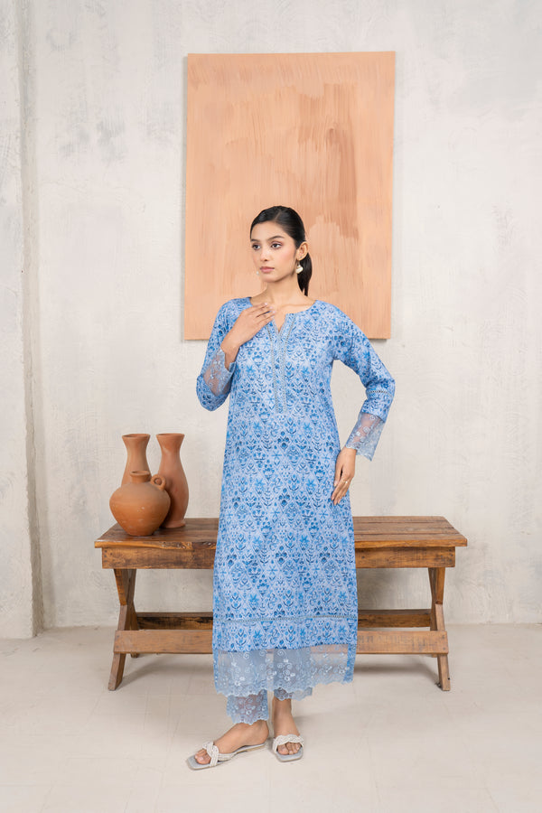 Wrinkle printed kurta set